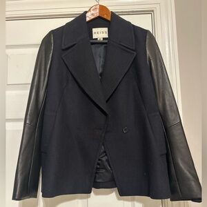 REISS leather and wool Coat